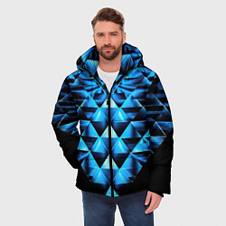 Куртка зимняя мужская Синие абстрактные ромбики, цвет: 3D-светло-серый — фото 2