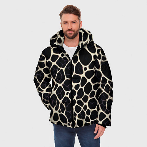 Мужская зимняя куртка Патерн клеточной паутины / 3D-Черный – фото 3