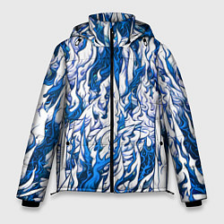Куртка зимняя мужская Белый и синий узор, цвет: 3D-светло-серый