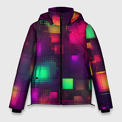 Мужская зимняя куртка Разноцветные квадраты и точки