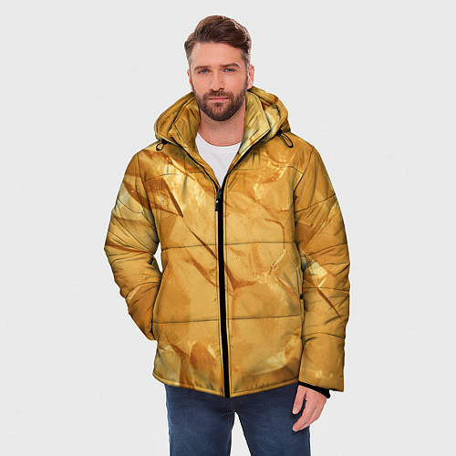 Мужская зимняя куртка Золотая поверхность камня / 3D-Черный – фото 3