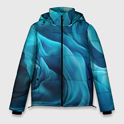 Куртка зимняя мужская Синяя абстрактная волнистая ткань, цвет: 3D-черный