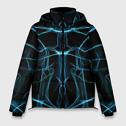 Куртка зимняя мужская Мягкие абстрактные симметричные линии, цвет: 3D-черный