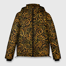 Куртка зимняя мужская Золотые узоры завитки, цвет: 3D-светло-серый