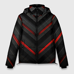 Куртка зимняя мужская Красное свечение на черном, цвет: 3D-красный