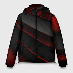 Мужская зимняя куртка Красная абстракция с черными линиями