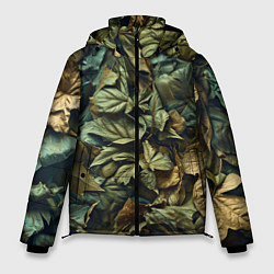 Мужская зимняя куртка Реалистичный камуфляж из листьев