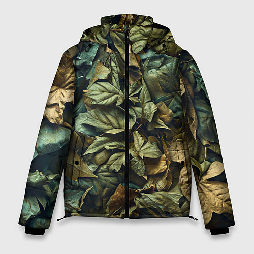 Мужская зимняя куртка Реалистичный камуфляж из листьев / 3D-Красный – фото 1
