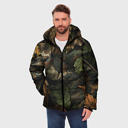 Куртка зимняя мужская Реалистичный охотничий камуфляж из ткани и листьев, цвет: 3D-светло-серый — фото 2