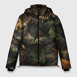 Мужская зимняя куртка Реалистичный охотничий камуфляж из ткани и листьев