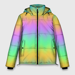 Куртка зимняя мужская Мягкие неоновые зигзаги, цвет: 3D-светло-серый