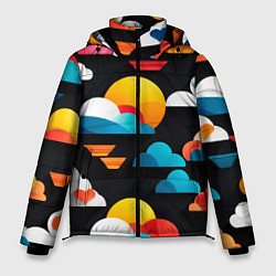 Куртка зимняя мужская Цветные облака в черном небе, цвет: 3D-светло-серый