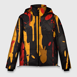 Мужская зимняя куртка Красные желтые оранжевые пятна краски абстракция