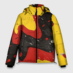 Куртка зимняя мужская Красные желтые оранжевые пятна краски абстракция, цвет: 3D-светло-серый