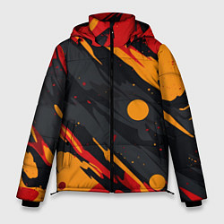 Мужская зимняя куртка Пятна краски абстракция желтые красные черные кляк