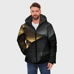 Куртка зимняя мужская Черная текстура с золотистым напылением, цвет: 3D-черный — фото 2