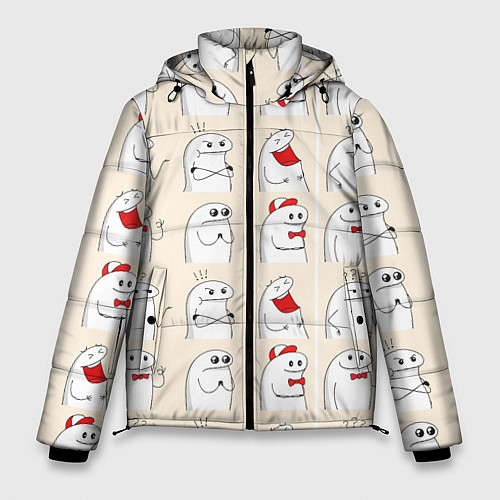 Мужская зимняя куртка Смешные мемы паттерн / 3D-Красный – фото 1