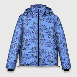 Мужская зимняя куртка Узоры гжель на голубом фоне