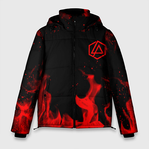 Мужская зимняя куртка Linkin Park красный огонь лого / 3D-Красный – фото 1