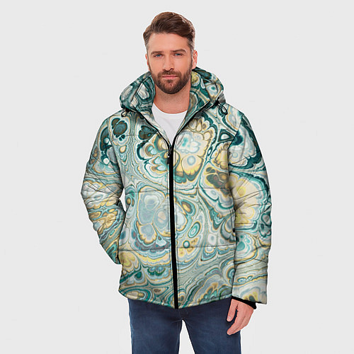 Мужская зимняя куртка Абстрактный разноцветный узор / 3D-Черный – фото 3