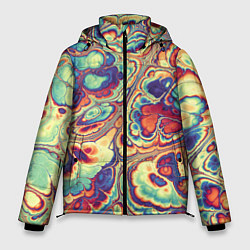 Куртка зимняя мужская Абстрактный разноцветный паттерн, цвет: 3D-черный