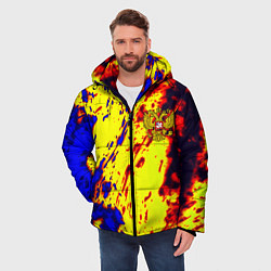 Куртка зимняя мужская Герб РФ огненный стиль текстура, цвет: 3D-красный — фото 2