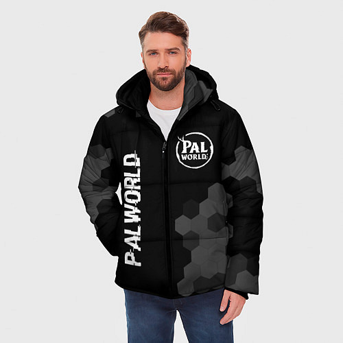 Мужская зимняя куртка Palworld glitch на темном фоне вертикально / 3D-Черный – фото 3