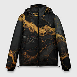 Мужская зимняя куртка Золотистые волны на черной материи
