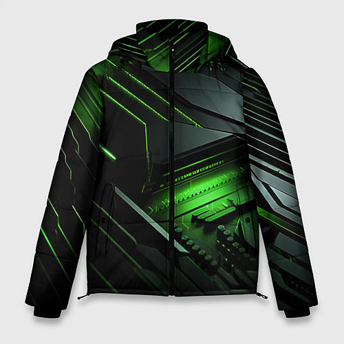 Мужская зимняя куртка Металл и зеленый яркий неоновый свет / 3D-Красный – фото 1