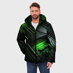 Куртка зимняя мужская Металл и зеленый яркий неоновый свет, цвет: 3D-красный — фото 2