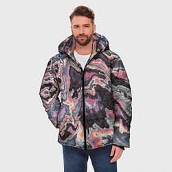 Куртка зимняя мужская Мраморный узор разноцветный, цвет: 3D-светло-серый — фото 2