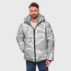 Куртка зимняя мужская Серо-белая геометрия, цвет: 3D-светло-серый — фото 2