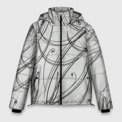 Куртка зимняя мужская Монохромные завитки, цвет: 3D-красный