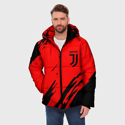 Мужская зимняя куртка Juventus краски спорт фк / 3D-Черный – фото 3