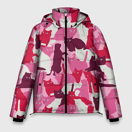 Мужская зимняя куртка Розовый кошачий камуфляж / 3D-Красный – фото 1