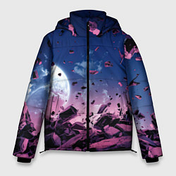 Куртка зимняя мужская Абстрактные частицы в космосе, цвет: 3D-черный
