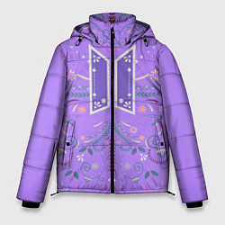 Куртка зимняя мужская BTS - ARMY Цветочный принт, цвет: 3D-черный