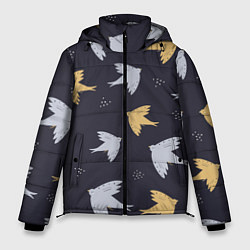Куртка зимняя мужская Узор с птицами, цвет: 3D-светло-серый