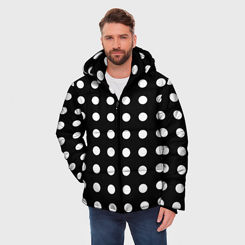 Мужская зимняя куртка Белый горошек / 3D-Черный – фото 3