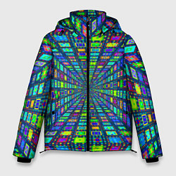 Мужская зимняя куртка Абстрактный узор коридор из разноцветных квадратов