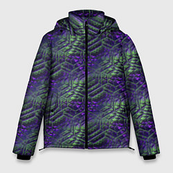 Куртка зимняя мужская Фиолетово-зеленые ромбики, цвет: 3D-черный