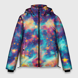 Мужская зимняя куртка Космические яркие узоры