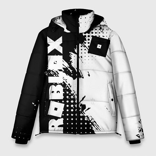 Мужская зимняя куртка Роблокс - черно-белая абстракция / 3D-Красный – фото 1