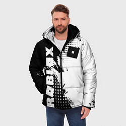 Куртка зимняя мужская Роблокс - черно-белая абстракция, цвет: 3D-красный — фото 2