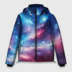 Мужская зимняя куртка Розово-голубой космический пейзаж