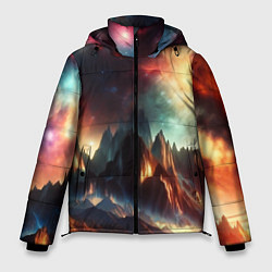Куртка зимняя мужская Space landscape with mountains, цвет: 3D-черный