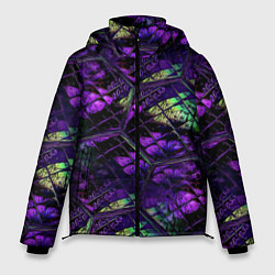 Куртка зимняя мужская Бабочки в фиолетовом креативном узоре, цвет: 3D-черный