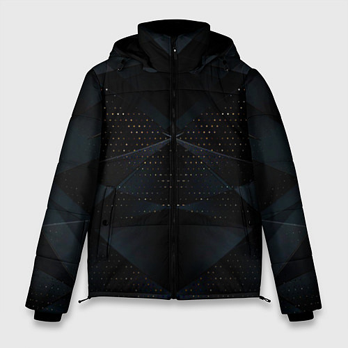 Мужская зимняя куртка Чёрная абстро текстура / 3D-Светло-серый – фото 1