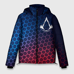 Куртка зимняя мужская Assassins Creed неоновые соты, цвет: 3D-черный