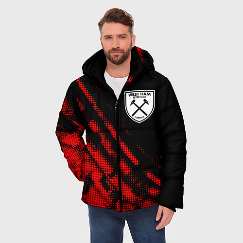 Мужская зимняя куртка West Ham sport grunge / 3D-Красный – фото 3